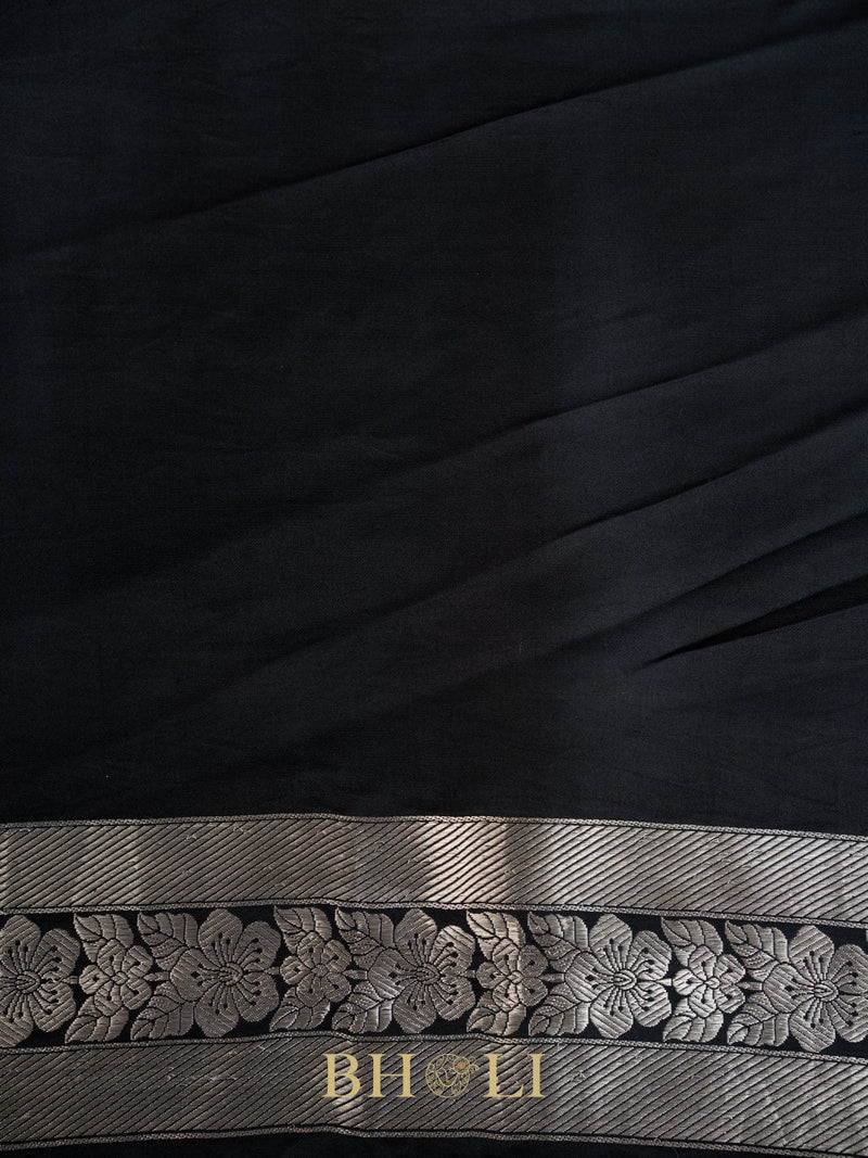 handwoven mashru gaji kaduwa sona rupa buta black banarasi
