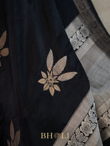 handwoven mashru gaji kaduwa sona rupa buta black banarasi
