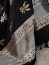 handwoven mashru gaji kaduwa sona rupa buta black banarasi