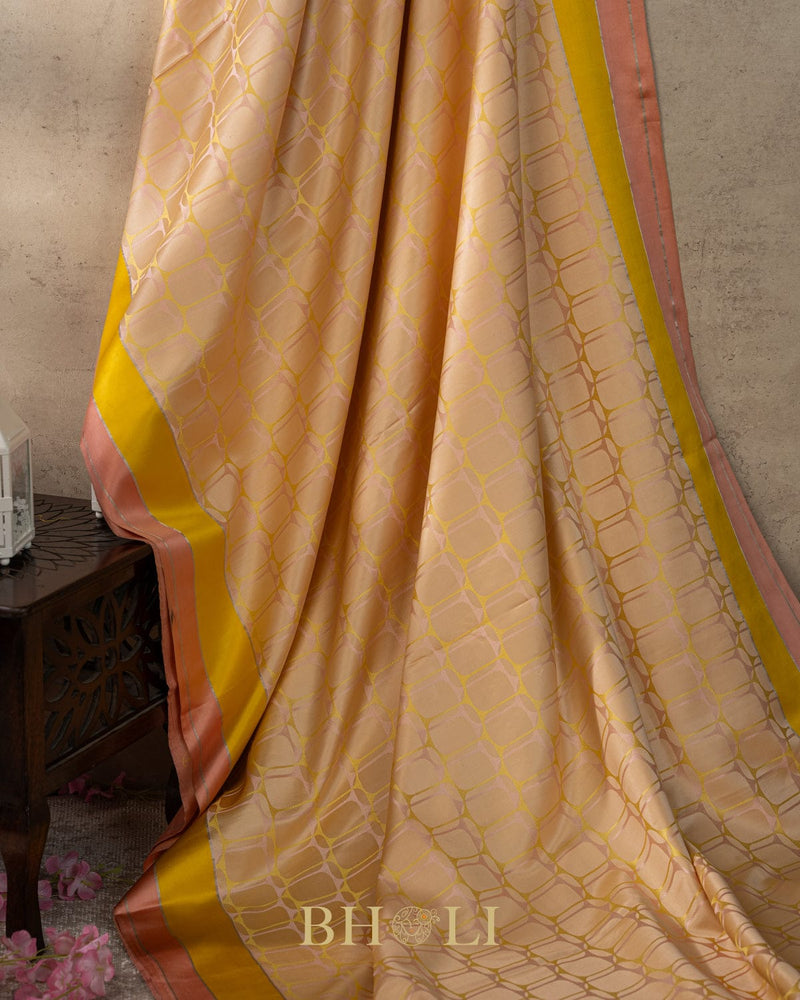 handwoven mashru silk honeycomb pattern banarasi