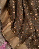 handwoven moss green pure katan silk banarasi