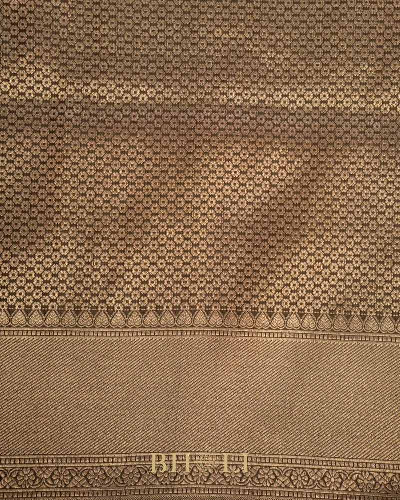 handwoven moss green pure katan silk banarasi