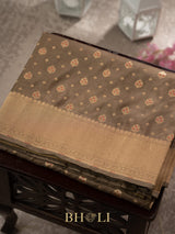handwoven moss green pure katan silk banarasi