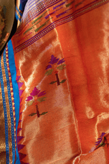 Handwoven Narali Kath Lavender pure silk yeola paithani