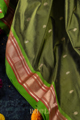 Handwoven narali paithani pure mulberry silk greensaree