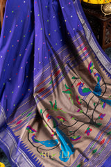 Handwoven narali paithani pure mulberry silk no zari saree