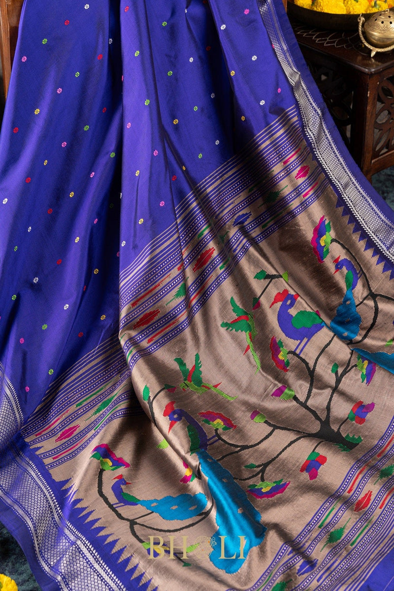 Handwoven narali paithani pure mulberry silk no zari saree