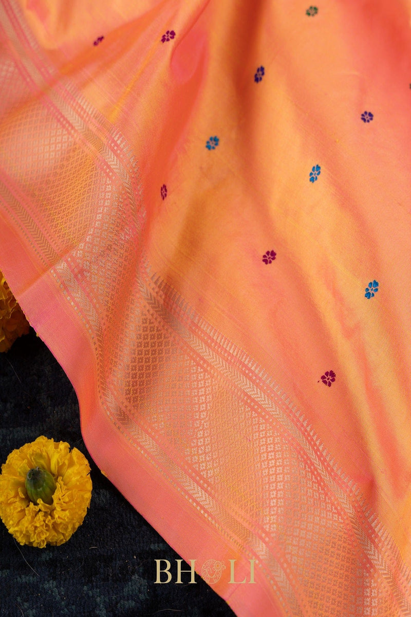 Handwoven narali paithani pure mulberry silk no zari saree
