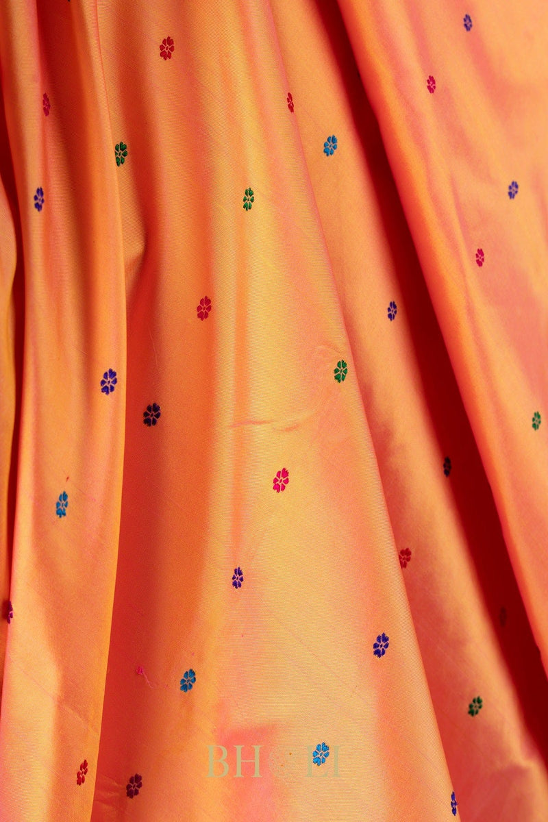 Handwoven narali paithani pure mulberry silk no zari saree