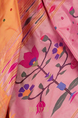 Handwoven narali paithani pure mulberry silk no zari saree