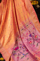 Handwoven narali paithani pure mulberry silk no zari saree