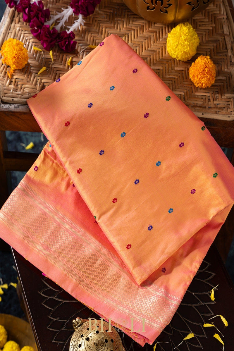 Handwoven narali paithani pure mulberry silk no zari saree