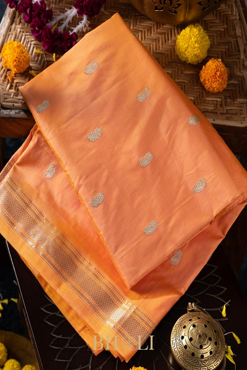 Handwoven narali paithani pure mulberry silk saree