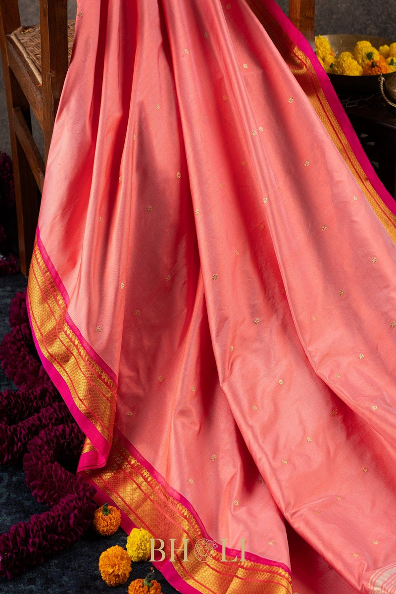 Handwoven narali paithani pure mulberry silk saree