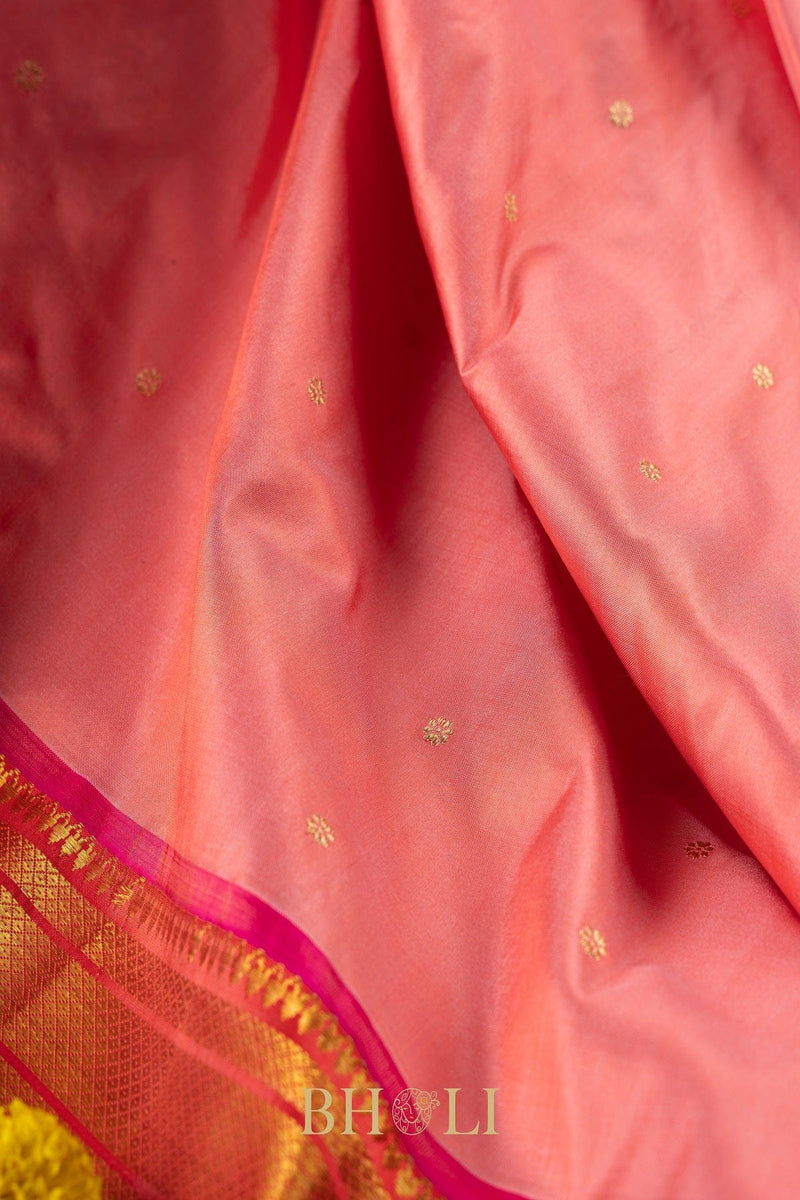 Handwoven narali paithani pure mulberry silk saree