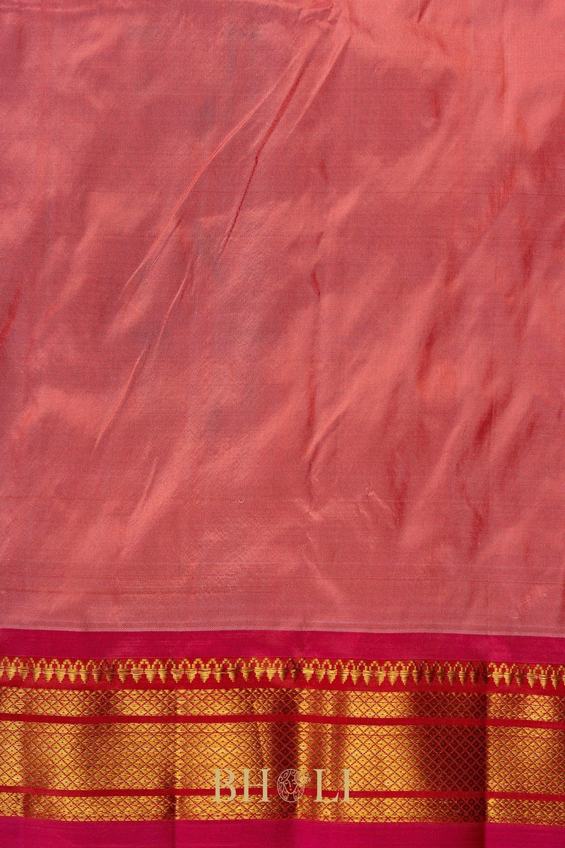 Handwoven narali paithani pure mulberry silk saree