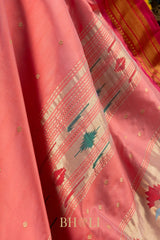 Handwoven narali paithani pure mulberry silk saree