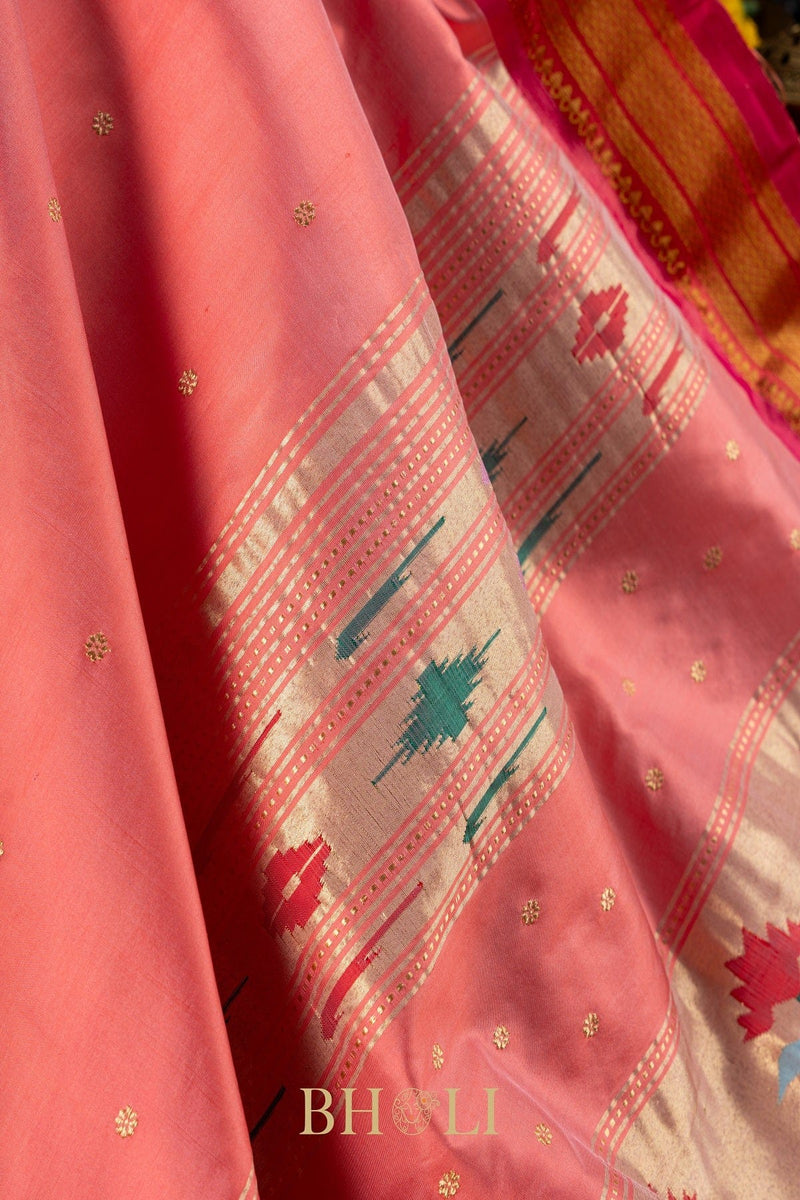 Handwoven narali paithani pure mulberry silk saree