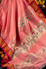 Handwoven narali paithani pure mulberry silk saree