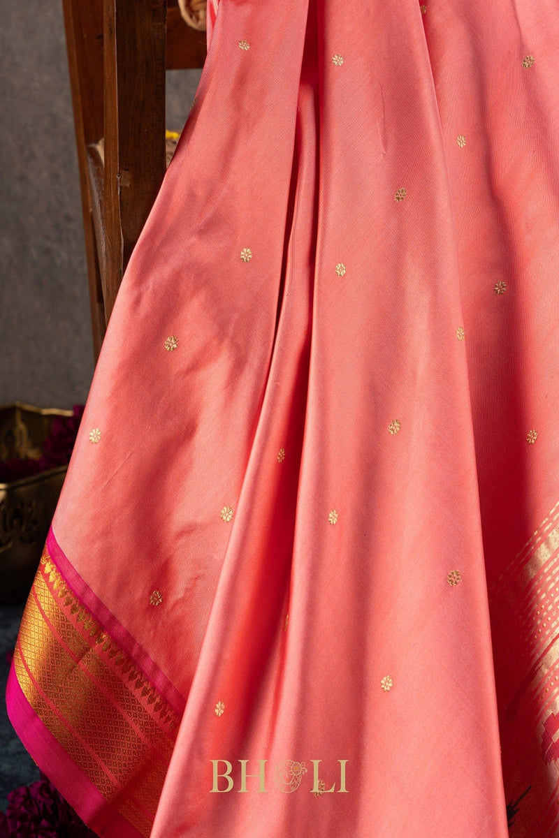Handwoven narali paithani pure mulberry silk saree