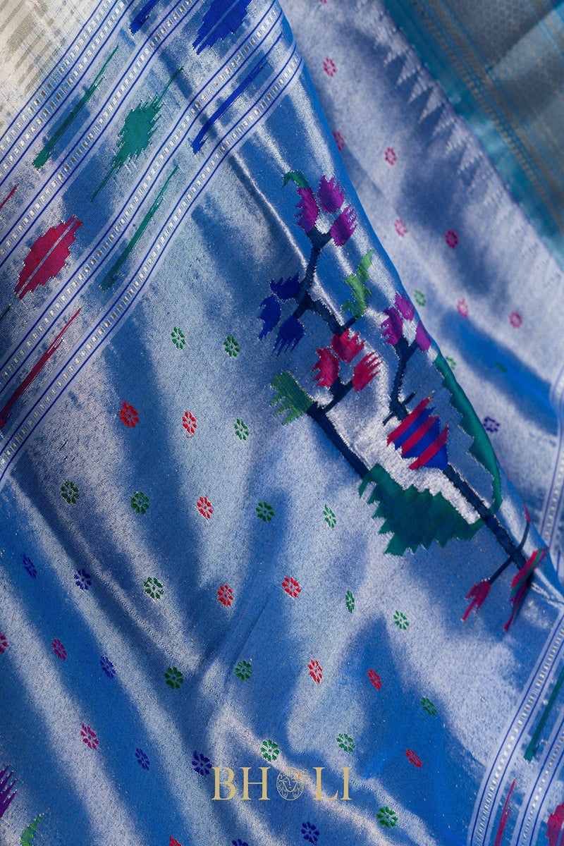 Handwoven narali paithani pure mulberry silk saree