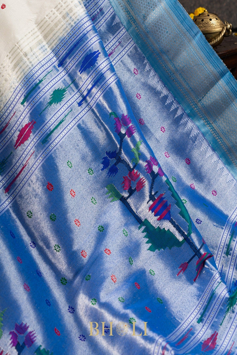 Handwoven narali paithani pure mulberry silk saree