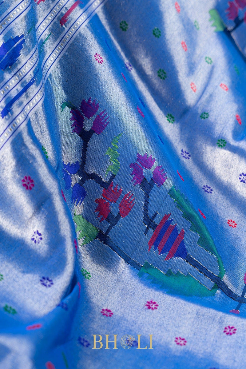 Handwoven narali paithani pure mulberry silk saree