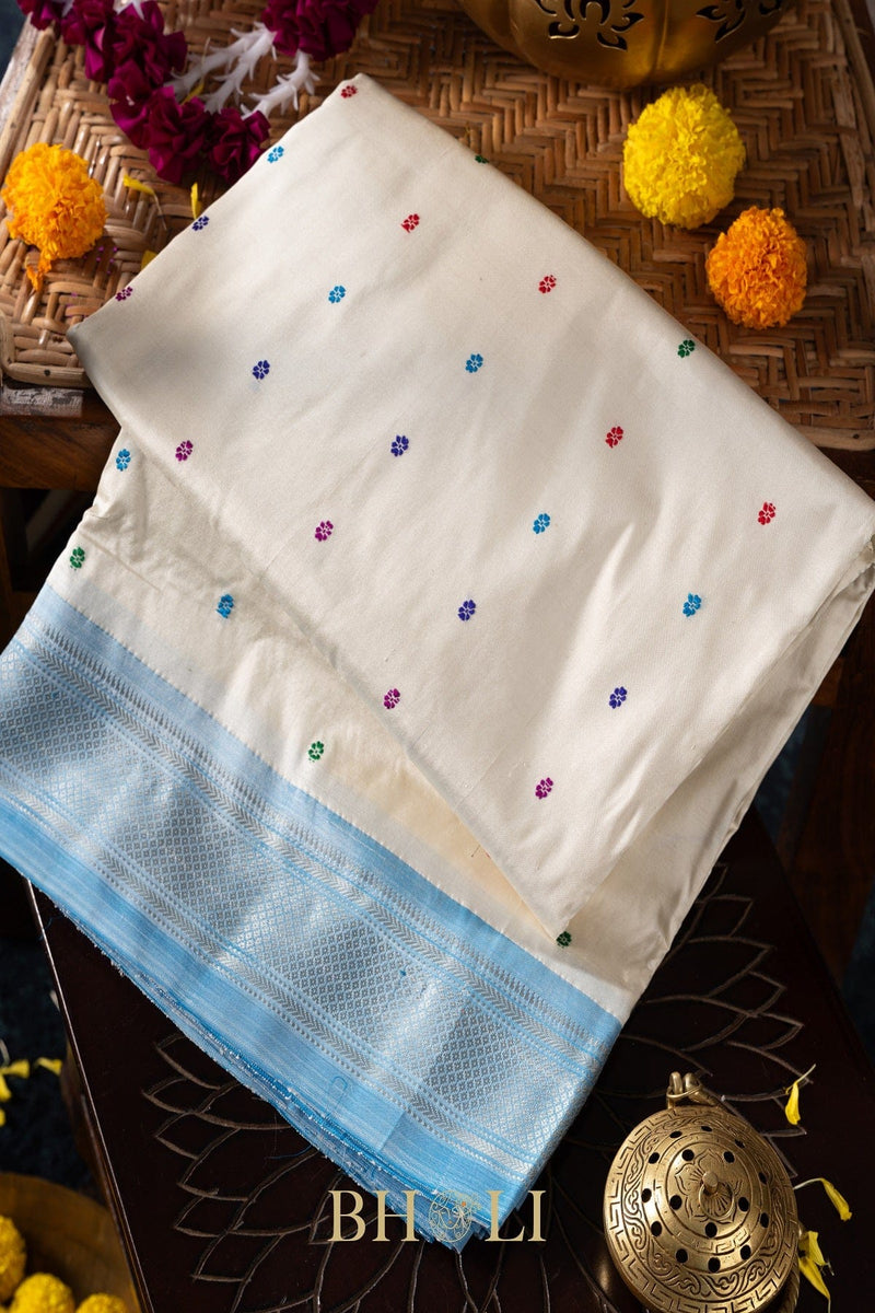 Handwoven narali paithani pure mulberry silk saree