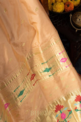Handwoven narali paithani pure mulberry silk saree