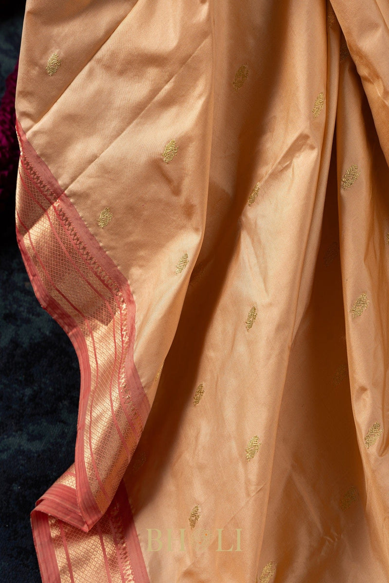 Handwoven narali paithani pure mulberry silk saree