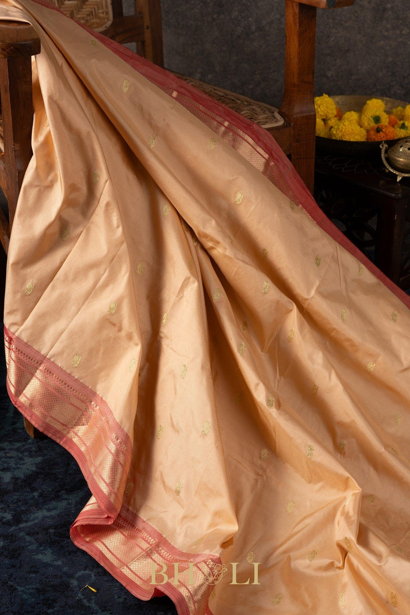 Handwoven narali paithani pure mulberry silk saree