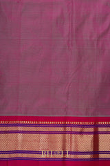 Handwoven narali paithani pure mulberry silk shot color saree
