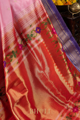 Handwoven narali paithani pure silk saree