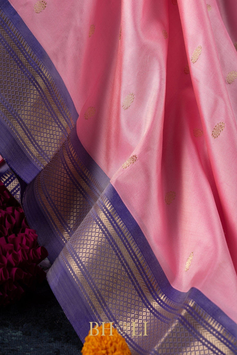 Handwoven narali paithani pure silk saree