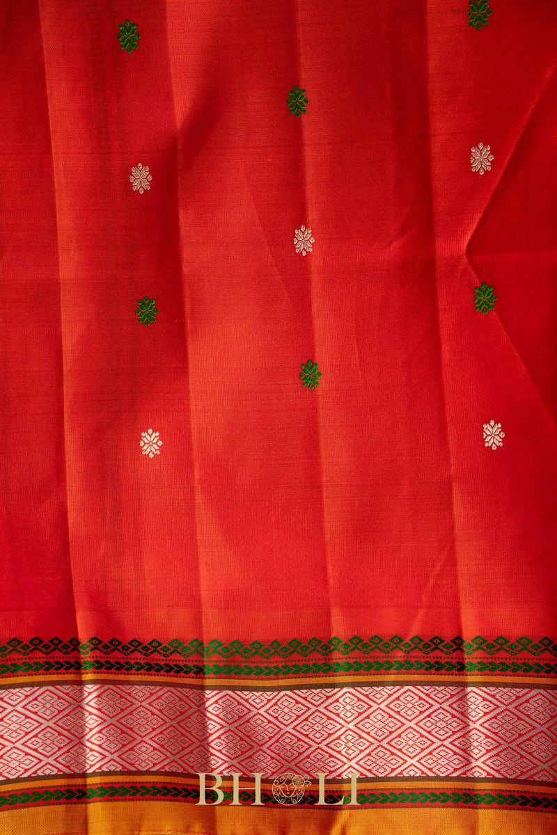 handwoven orange and black pure silk gadwal