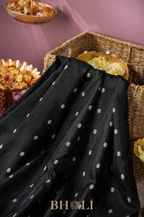 handwoven orange and black pure silk gadwal