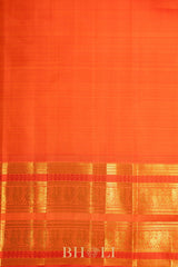 handwoven orange border pure silk kai koravi kanjivaram