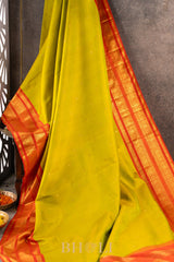 handwoven orange border pure silk kai koravi kanjivaram