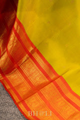 handwoven orange border pure silk kai koravi kanjivaram
