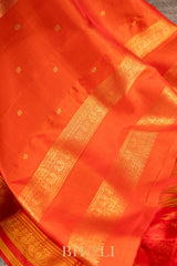 handwoven orange border pure silk kai koravi kanjivaram