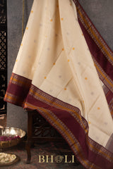 handwoven ornate border kai korvai pure silk by silk thread kanjivaram