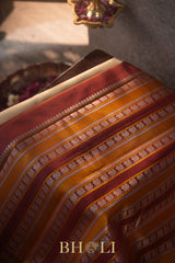 handwoven ornate border kai korvai pure silk by silk thread kanjivaram