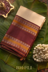 handwoven ornate border kai korvai pure silk by silk thread kanjivaram