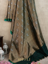 handwoven pure katan silk brocade green banarasi