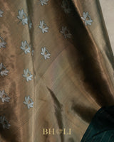 handwoven pure katan silk brocade green banarasi
