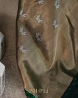 handwoven pure katan silk brocade green banarasi