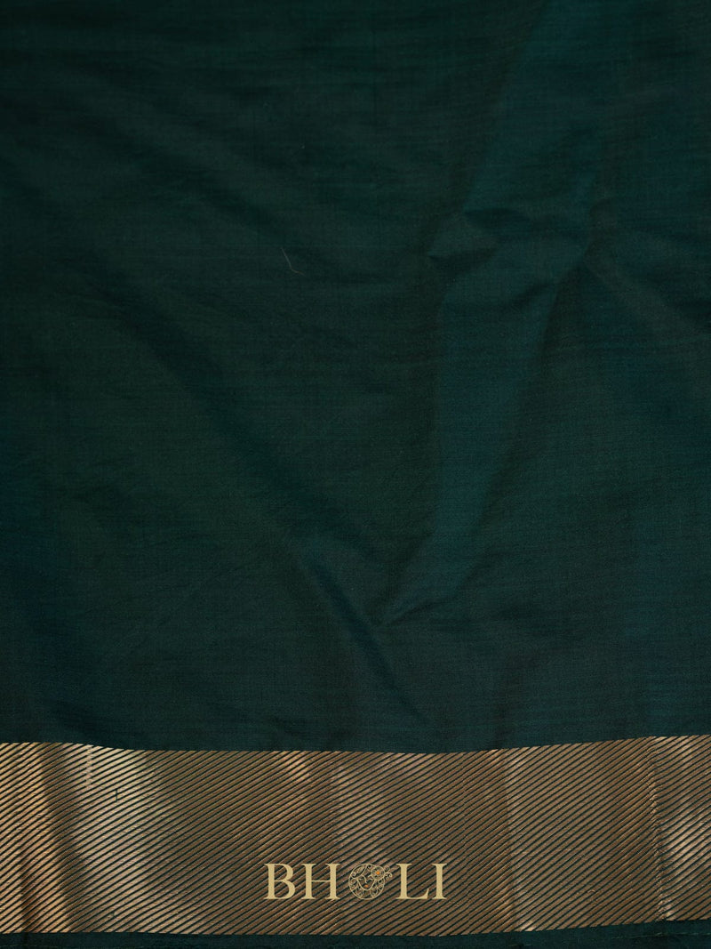 handwoven pure katan silk brocade green banarasi