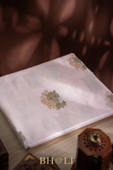 handwoven pure katan silk kaduwa buta light pink banarasi