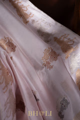 handwoven pure katan silk kaduwa buta light pink banarasi