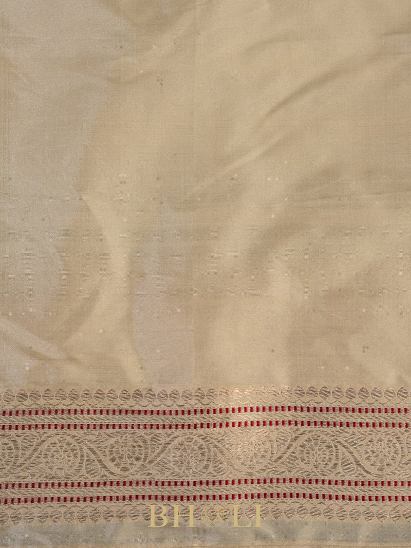 handwoven pure katan silk kaduwa buta off white royal banarasi